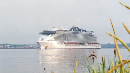 Die MSC Seaview bei der Einfahrt in den Kieler Hafen / © Frank Erpinar